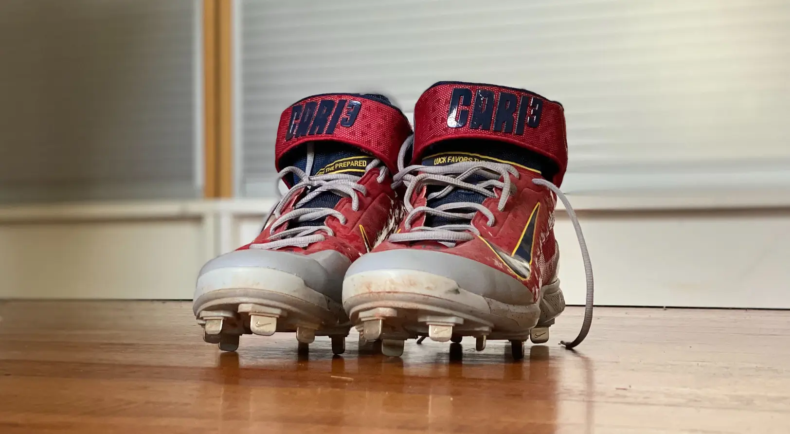Athlete branding on Matt Carpenter's custom Nike PE cleats