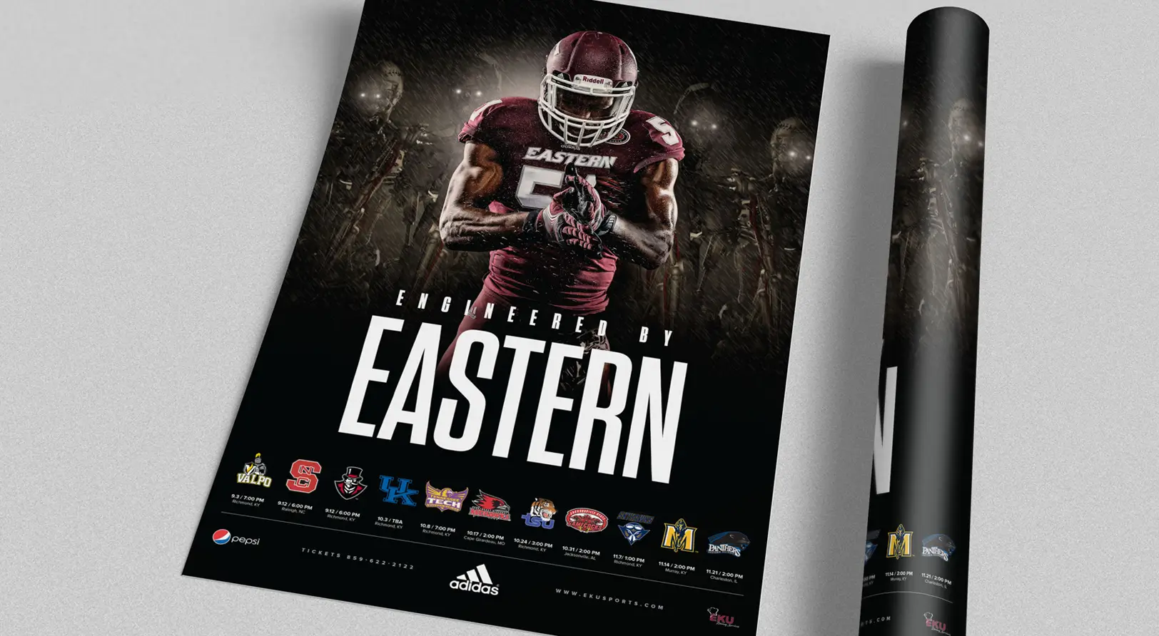 EKU Football sports design poster for the 2014 Sports Marketing campaign