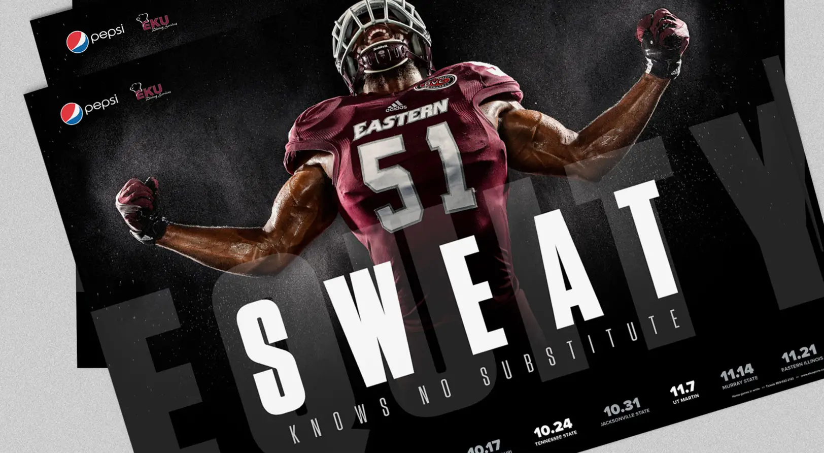 EKU Football sports poster design concept for the 2014 Sports Marketing campaign