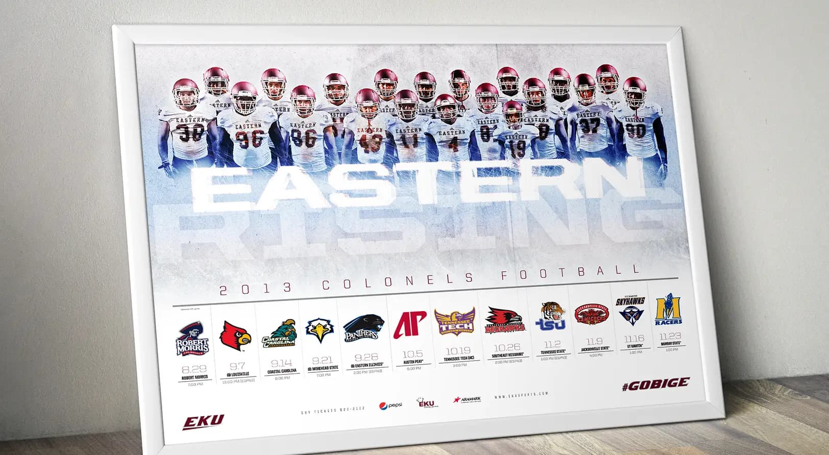 Sports design for the 2013 EKU football season's sports marketing campaign