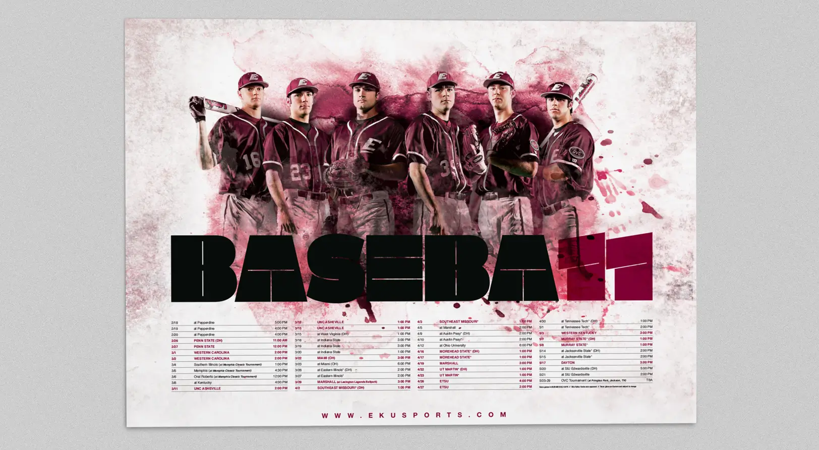 Sports Design for the 2011 EKU Baseball season's sports marketing campaign