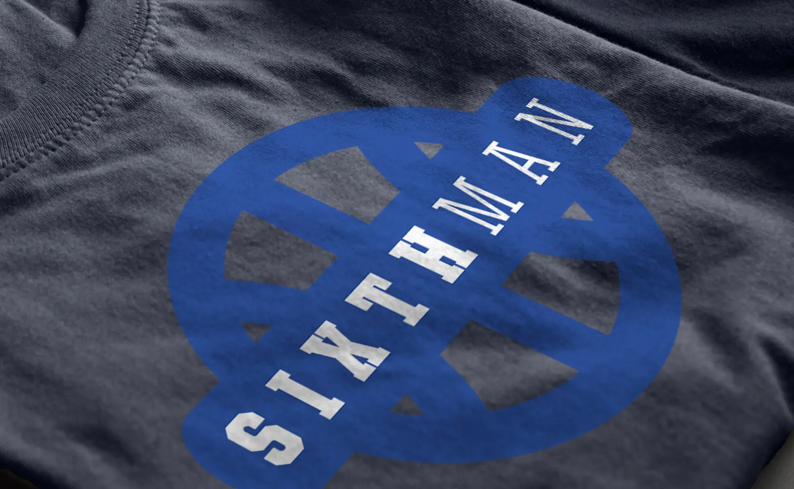 Sports branding logo on a Sixth Man documentary t-shirt